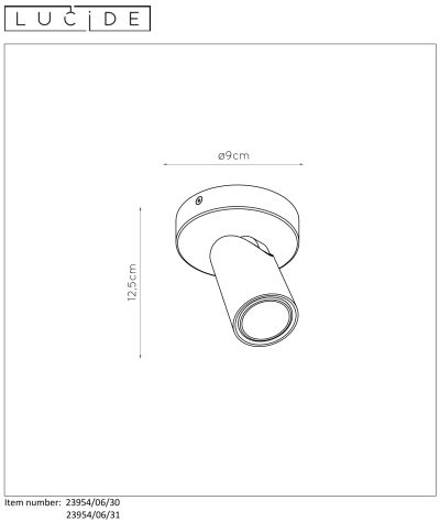 Faretto da soffitto Lucide XYRUS LED Nero 23954/06/30